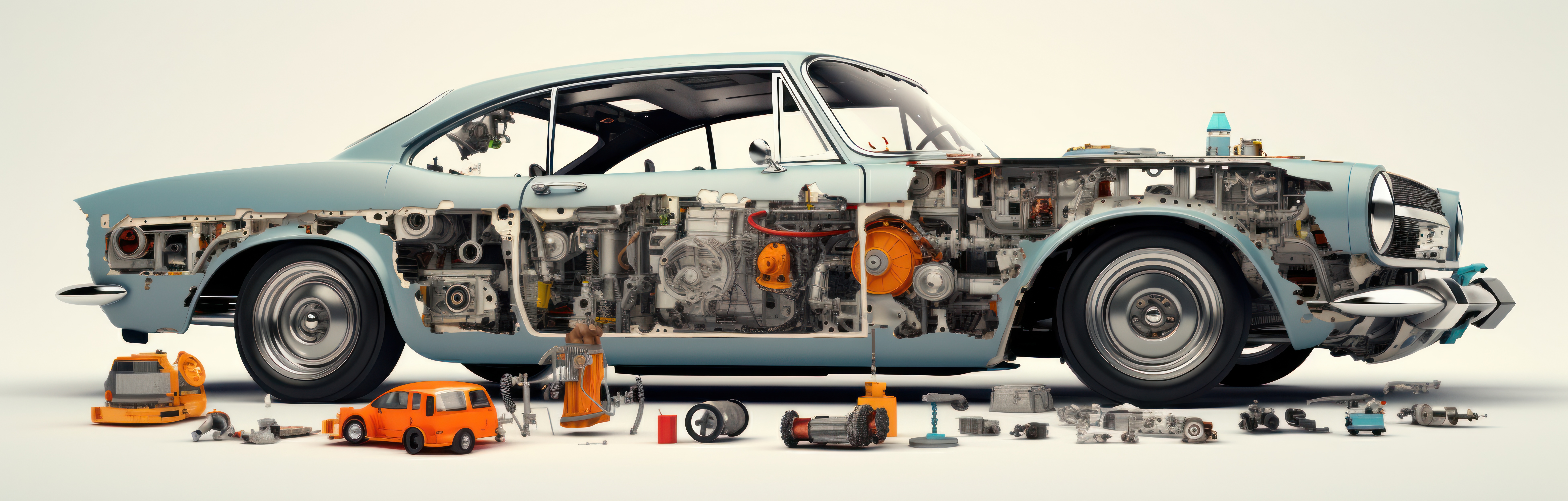 Disassembled vehicle parts arranged for resale